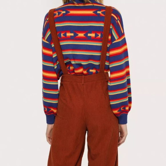 Burnt Orange Corduroy Jumpsuit Overalls Wide Leg XL - Picture 10 of 13